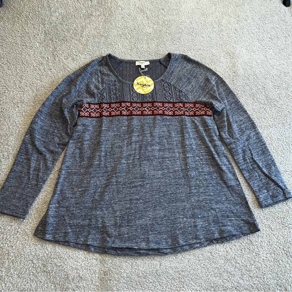 Hayden Blue and Red Patterned Blouse